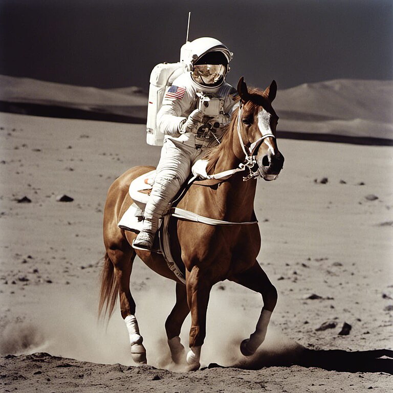 a photograph of an astronaut riding a horse from https://commons.wikimedia.org/wiki/File:Astronaut_Riding_a_Horse_(SDXL).jpg